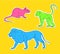 Three Wild Animals Stickers Vector