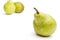 Three Williams sort pears isolated against white background selective focus