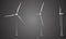 Three wind turbines. Set of vector images. Concept natural Energy