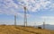 Three wind turbines on a wind farm. Crimea.