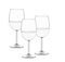 Three wine glasses in black and white
