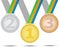 Three winners medals - from gold silver and bronze. Illustration on white background.