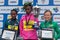 The three winners of the women\'s race of the 21th Rome Marathon.