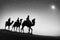 Three Wise Men Camel Travel Desert Bethlehem Concept