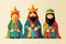 The three wise men. Christianity tradition at Christmas. Generative Ai