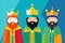 The three wise men. Christianity tradition at Christmas. Generative Ai