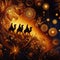 Three wise men travel to Bethlehem