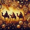 Three wise men travel to Bethlehem