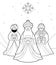 The Three Wise Men under the star of Bethlehem coloring page