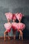 Three Women in cabaret costume with pink feathers plumage