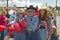 Three women dressed for the Fourth of July in Lima Montana