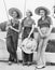 Three Women going fishing with huge hats