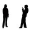 three women making chat, body silhouette vector