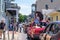 Three women in truck bed with signs in Trans Black Lives Matter demonstration in French Quarter