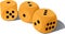 Three wood playing dices