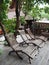 Three wooden chairs in the resting corner