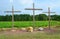 Three Wooden Christian Crosses