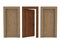 Three wooden doors of different materials