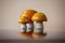 Three wooden Fly agaric mushrooms