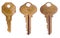 Three worn office keys