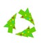 Three xmas tress creating the recycling symbol. Concept for a sustainable Christmas. Recycling, eco