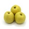 Three Yellow Apples Still Life White Background Fruits