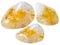 Three yellow citrine quartz gemstones isolated