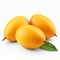 Three Yellow Mangoes On White Background - Zbrush Style