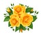 Three yellow roses. Vector illustration.