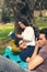 Three young friends on picnic