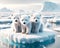 Three Young Polar Bears North Pole Stranded Global Warming Floating Ice island Melting Climate Change AI Generated