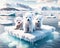 Three Young Polar Bears North Pole Stranded Global Warming Floating Ice island Melting Climate Change AI Generated