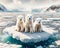 Three Young Polar Bears North Pole Stranded Global Warming Floating Ice island Melting Climate Change AI Generated