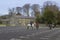 Three young women riders chat together after a morning trekking in Tollymore Forest Park