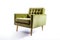 Threequarter View Olive Mid Century Modern Armchair On White Background. Generative AI