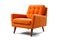 Threequarter View Tangerine Mid Century Modern Armchair On White Background. Generative AI