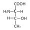 Threonine is an amino acid. Chemical molecular formula of threonine amino acid. Vector illustration on isolated