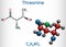 Threonine, L-Threonine, Thr, C4H9NO3 essential amino acid molecule. Structural chemical formula and molecule mode