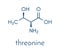 Threonine l-threonine, Thr, T amino acid molecule. Skeletal formula.