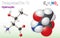 Threonine (Thr, T) amino acid molecule. (Chemical formula C4H9NO3)