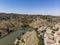 Thresholds on the Targus River, near the city of Toledo, Spain. Shooting from the drone.