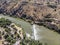 Thresholds on the Targus River, near the city of Toledo, Spain. Shooting from the drone.