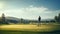 The Thrill of Lining Up a Putt with a Bright Sky Overlooking the Green Course Landscape