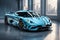 The thrill of speed and luxury with a Yas Marina Blue Koenigsegg Jesko supercar generative Ai