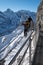 The Thrill Walk at Birg in the Swiss Alps. The steel structure is built into the cliff side and there is a vertical drop beneath.