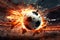 Thrilling Futuristic soccer fire ball. Generate Ai