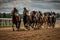 Thrilling Horse Racing Action: Powerful Horses Competing on the Track - Generative AI