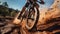 Thrilling Mountain Biking on Exhilarating Trail Peaks. Generative Ai