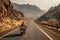 Thrilling mountain road trip adventurous motorcyclist touring breathtaking scenic routes