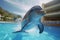 Thrilling showstopper, dolphin\\\'s captivating high-flying antics in the pool